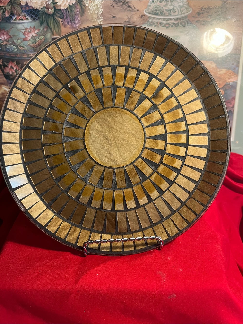 Gold Mosaic Decorative Wall Plate - Elegant Home Wall Decor